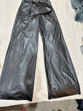 Ramy Brook Leather Wide Leg Pant Pants Black